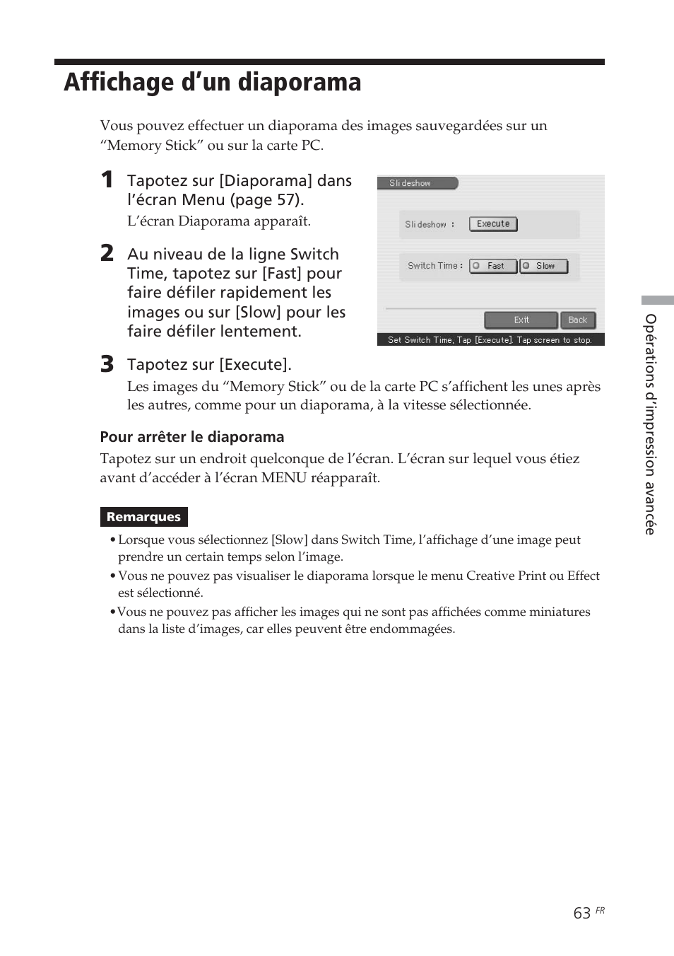 Affichage d’un diaporama | Sony DPP-EX7 User Manual | Page 161 / 296