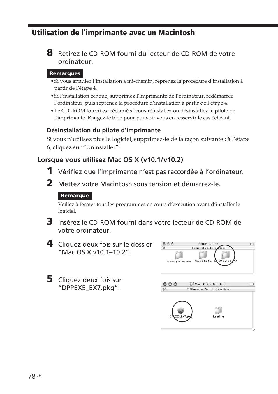 Utilisation de l’imprimante avec un macintosh | Sony DPP-EX7 User Manual | Page 176 / 296