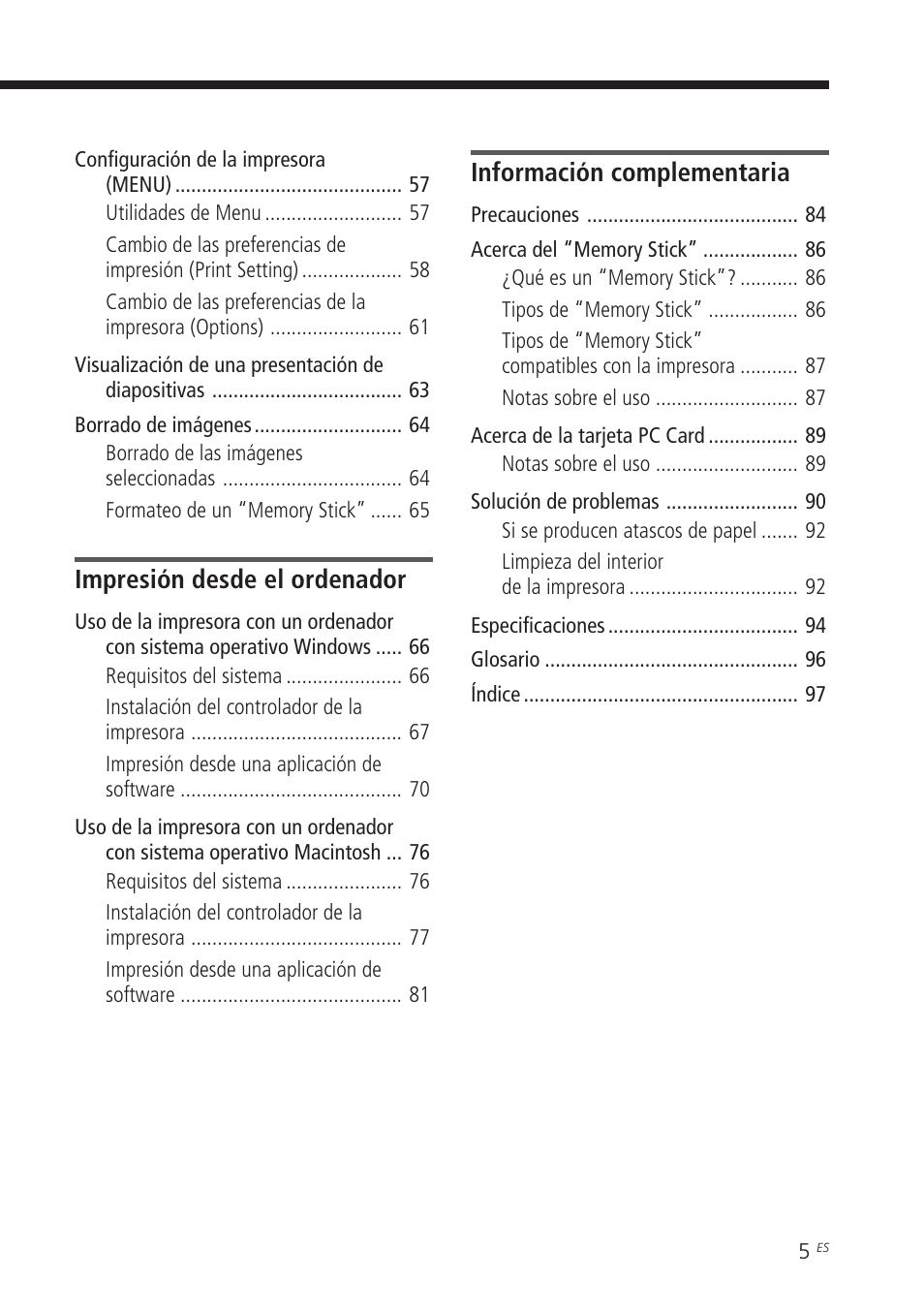 Impresión desde el ordenador, Información complementaria | Sony DPP-EX7 User Manual | Page 201 / 296