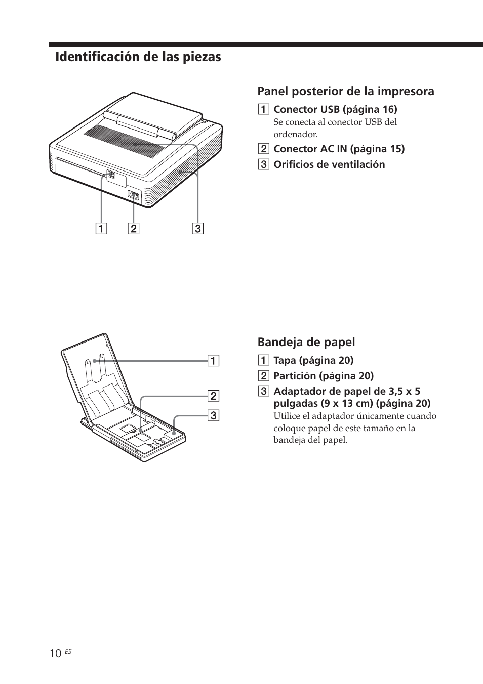 Identificación de las piezas | Sony DPP-EX7 User Manual | Page 206 / 296