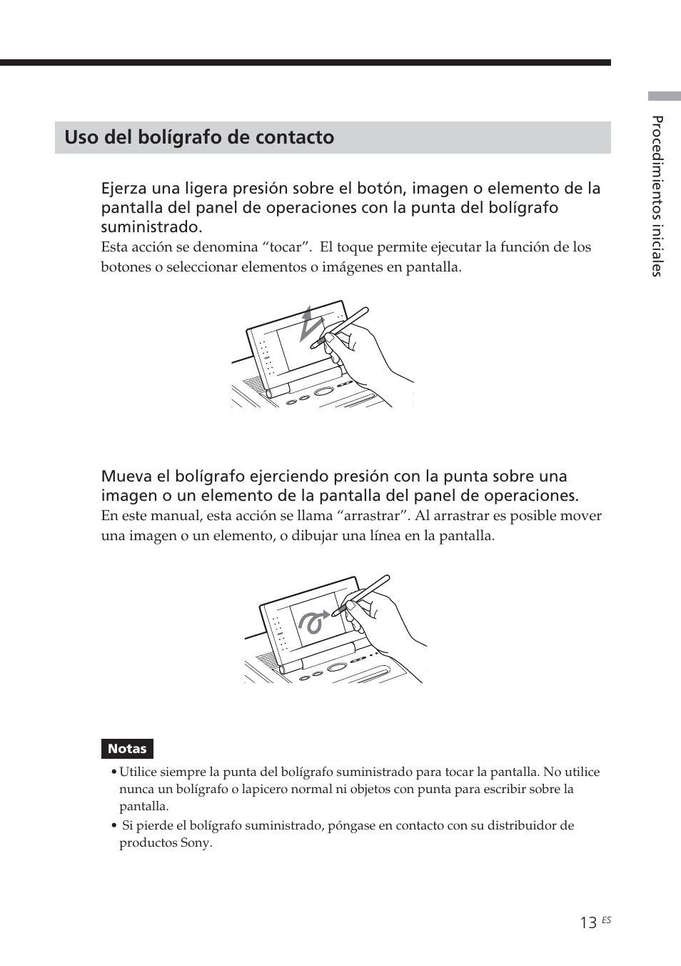 Uso del bolígrafo de contacto | Sony DPP-EX7 User Manual | Page 209 / 296