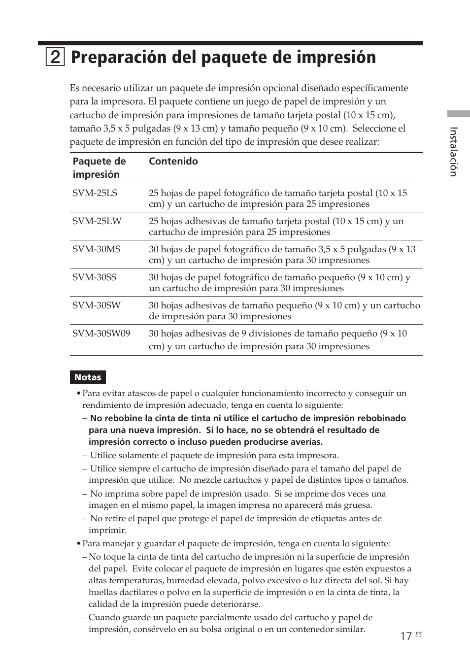 2 preparación del paquete de impresión, Preparación del paquete de, Impresión | 2preparación del paquete de impresión | Sony DPP-EX7 User Manual | Page 213 / 296