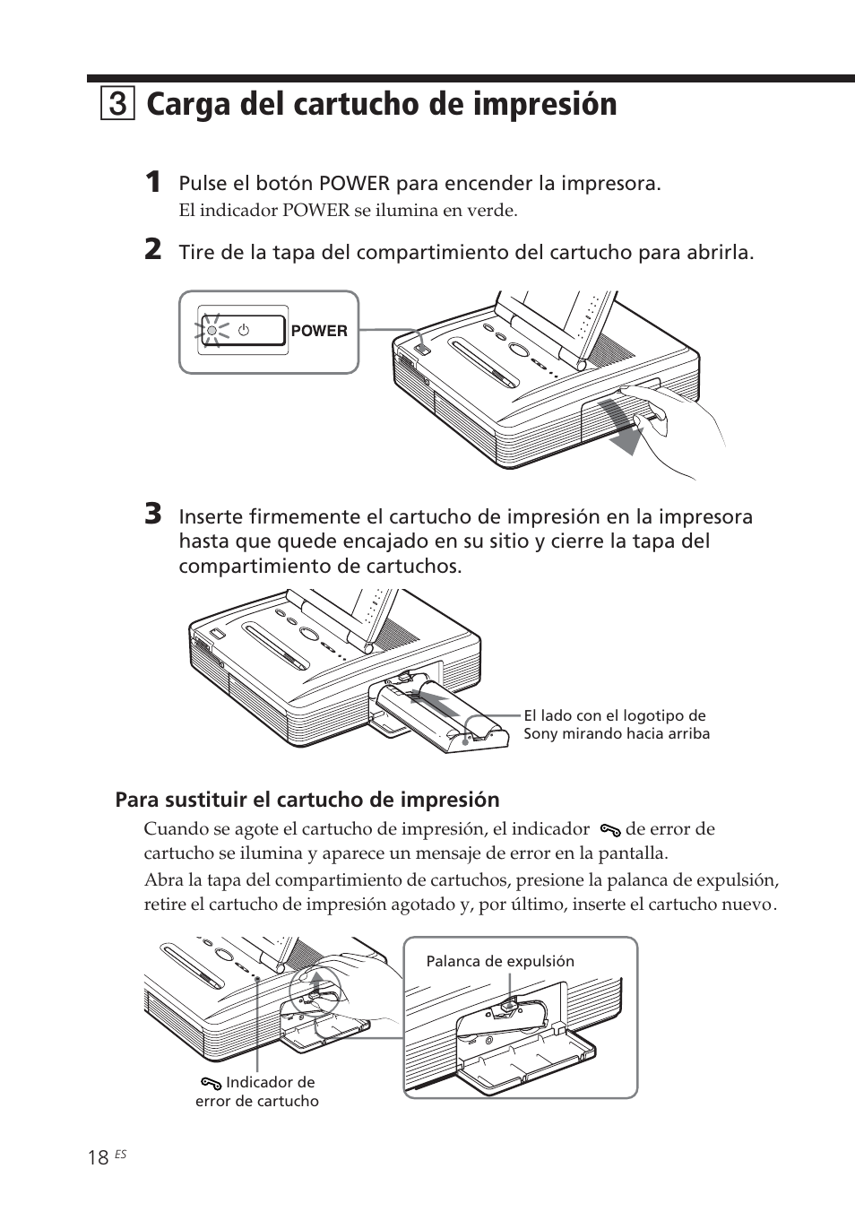 3 carga del cartucho de impresión, Carga del cartucho de impresión, 3carga del cartucho de impresión | Sony DPP-EX7 User Manual | Page 214 / 296