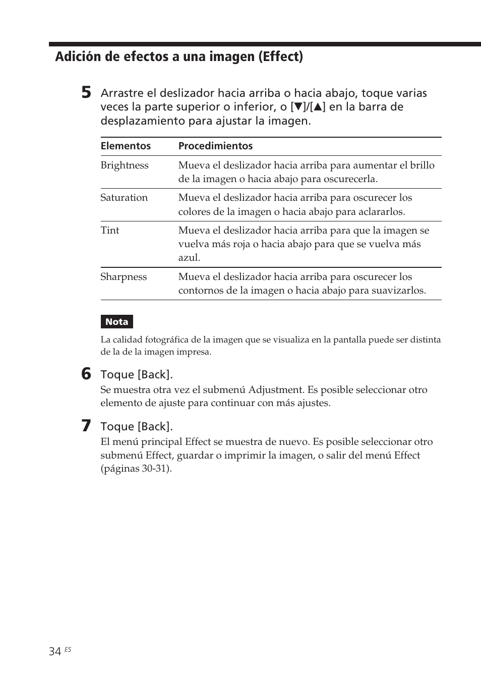 Adición de efectos a una imagen (effect) | Sony DPP-EX7 User Manual | Page 230 / 296