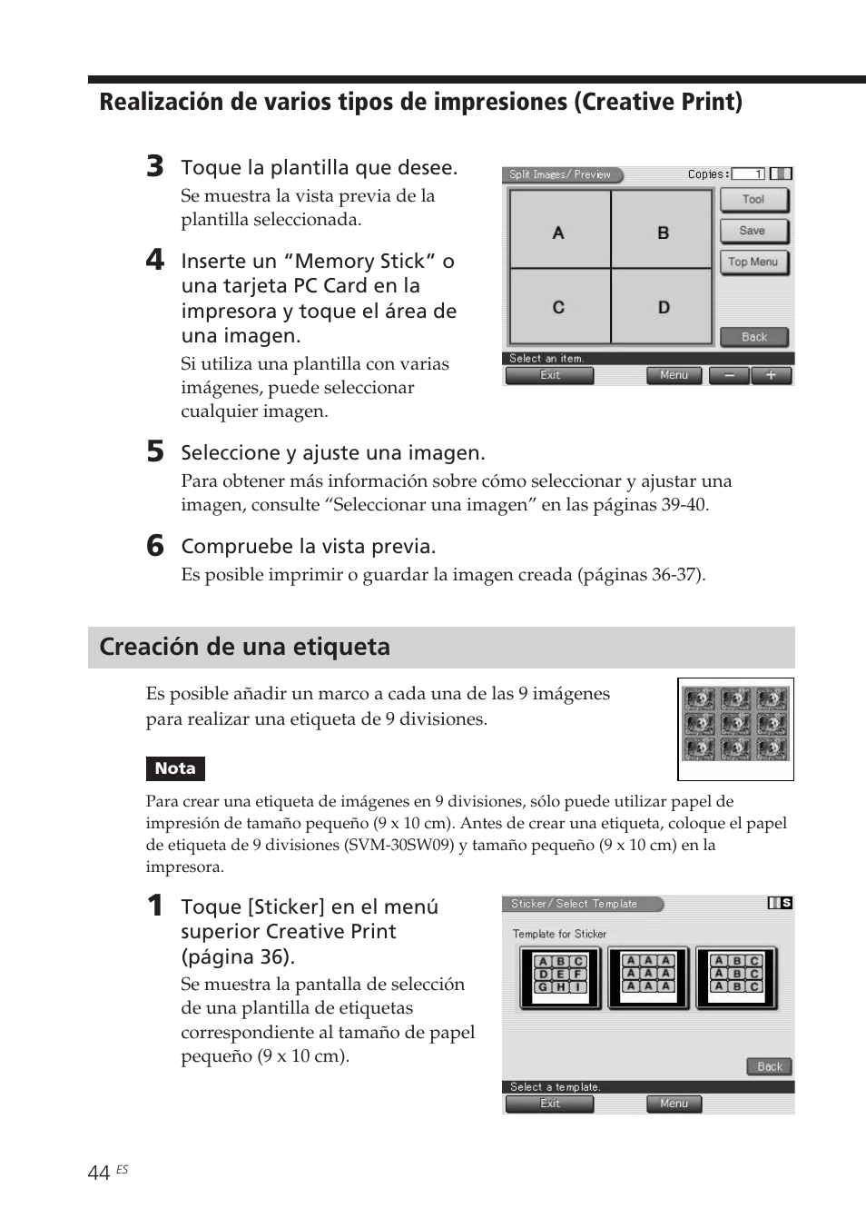 Creación de una etiqueta | Sony DPP-EX7 User Manual | Page 240 / 296