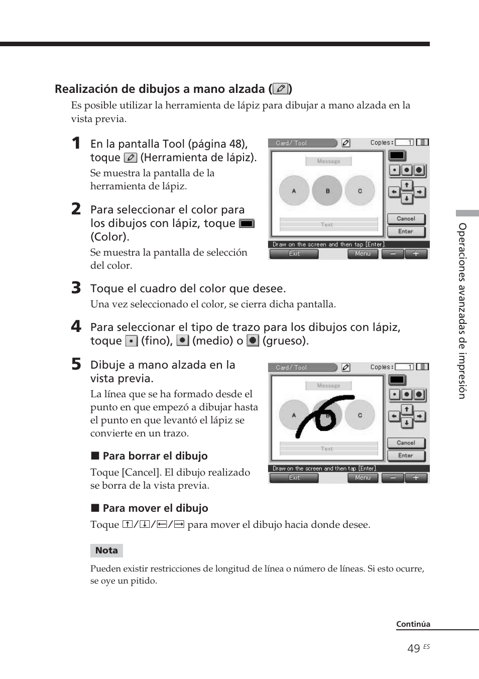 Realización de dibujos a mano alzada (), Realización de dibujos a mano alzada | Sony DPP-EX7 User Manual | Page 245 / 296