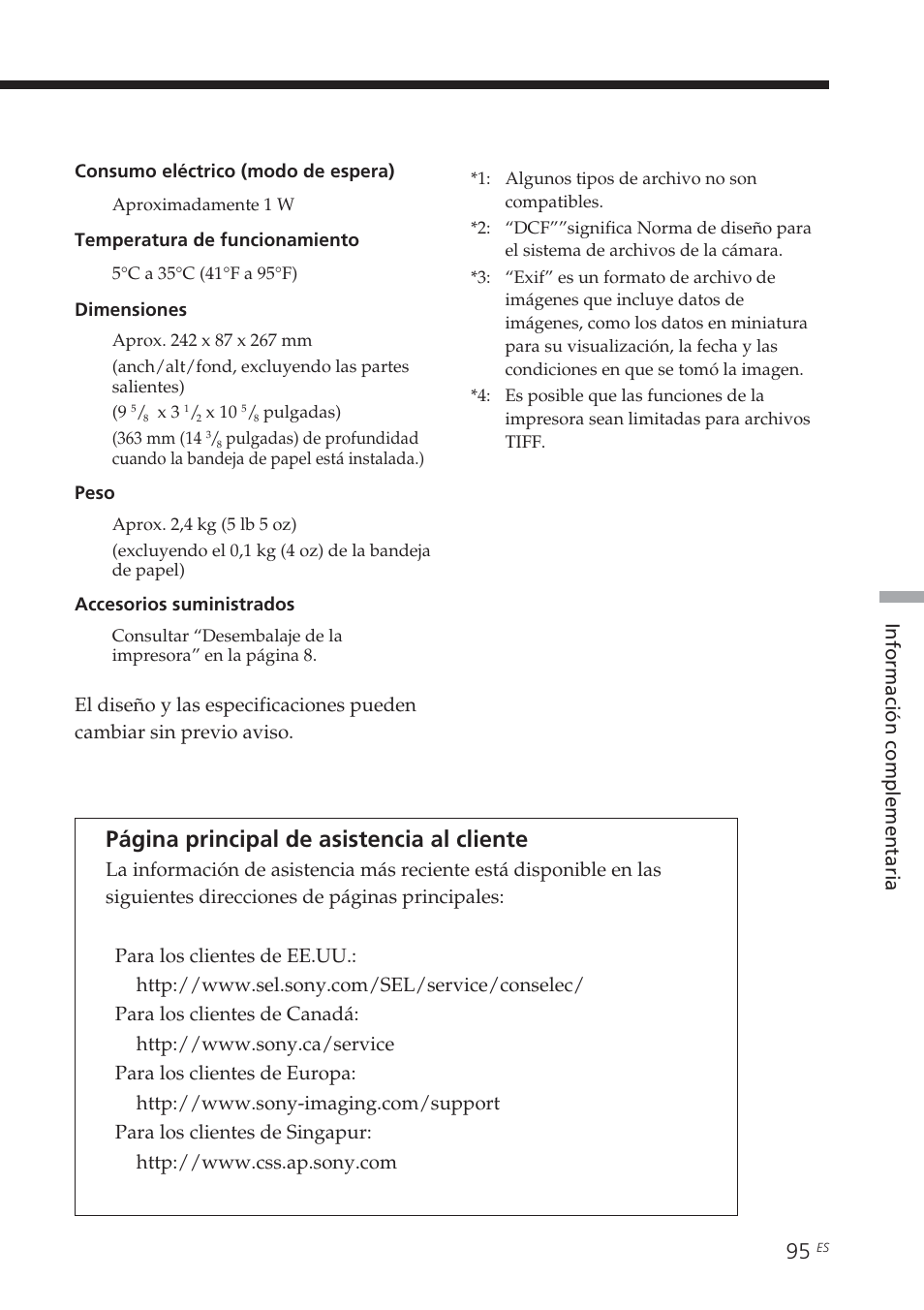 Página principal de asistencia al cliente | Sony DPP-EX7 User Manual | Page 291 / 296