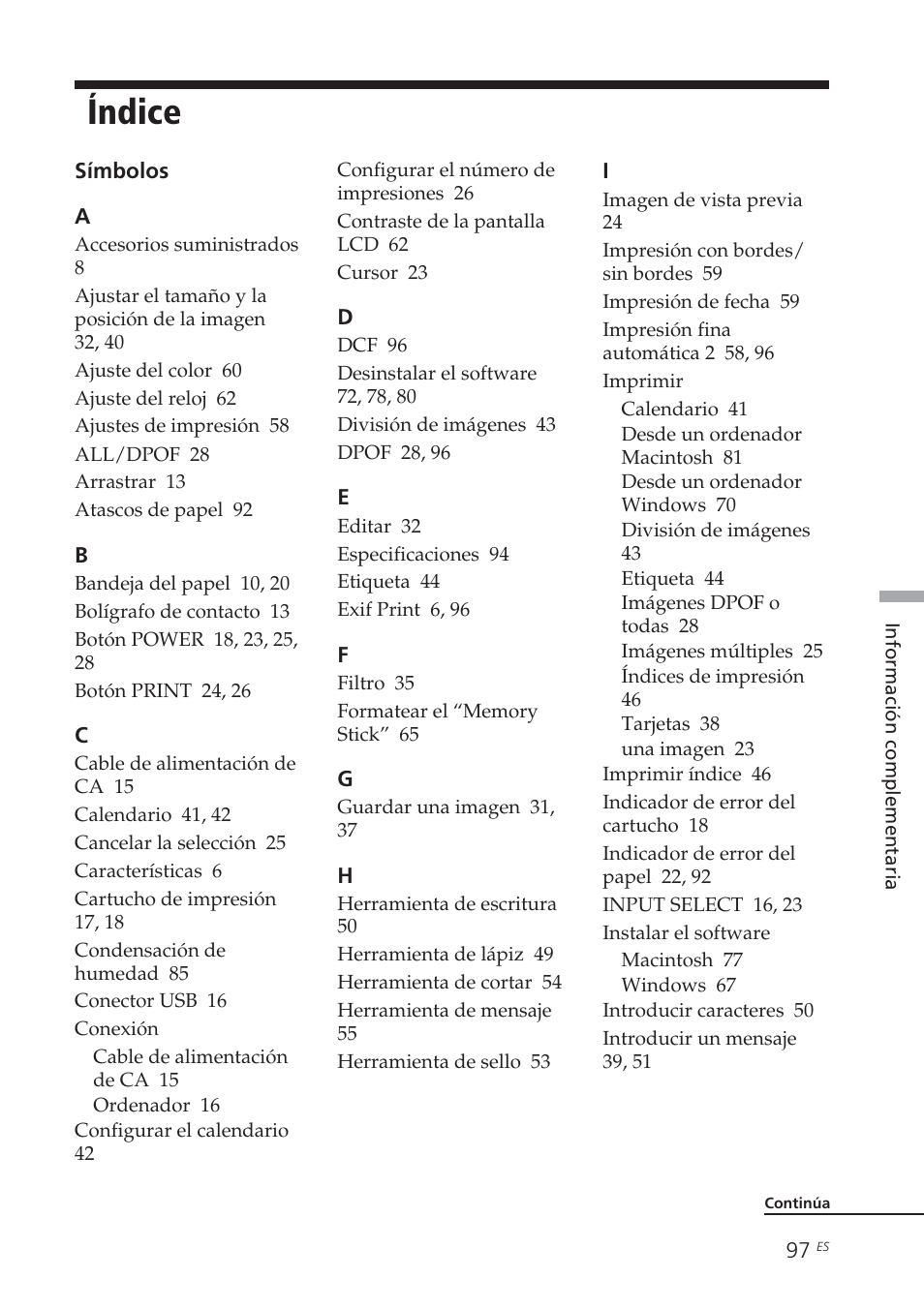 Índice | Sony DPP-EX7 User Manual | Page 293 / 296