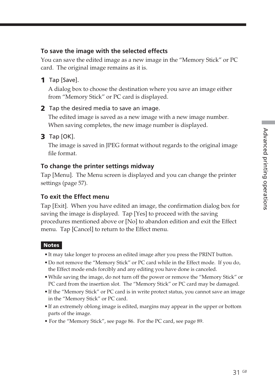 Saving an image | Sony DPP-EX7 User Manual | Page 31 / 296