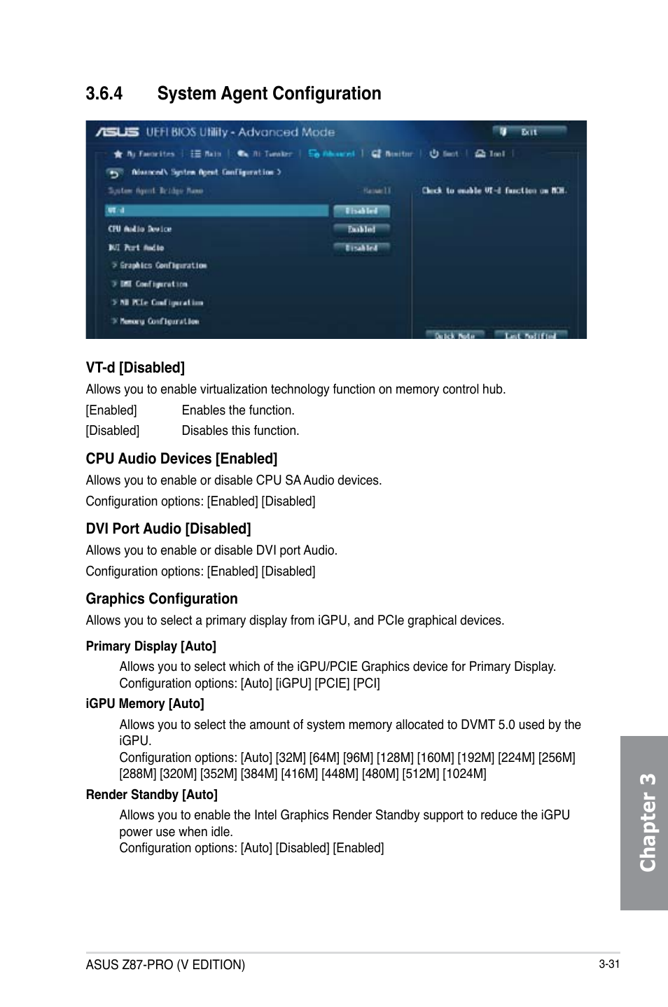 Chapter 3, 4 system agent configuration | Asus Z87-PRO(V EDITION) User Manual | Page 111 / 172