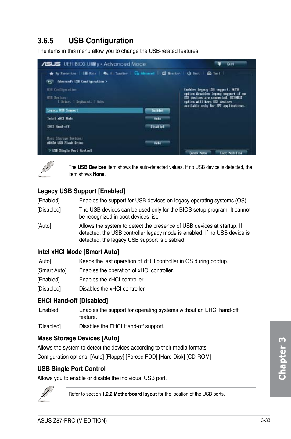 Chapter 3, 5 usb configuration | Asus Z87-PRO(V EDITION) User Manual | Page 113 / 172