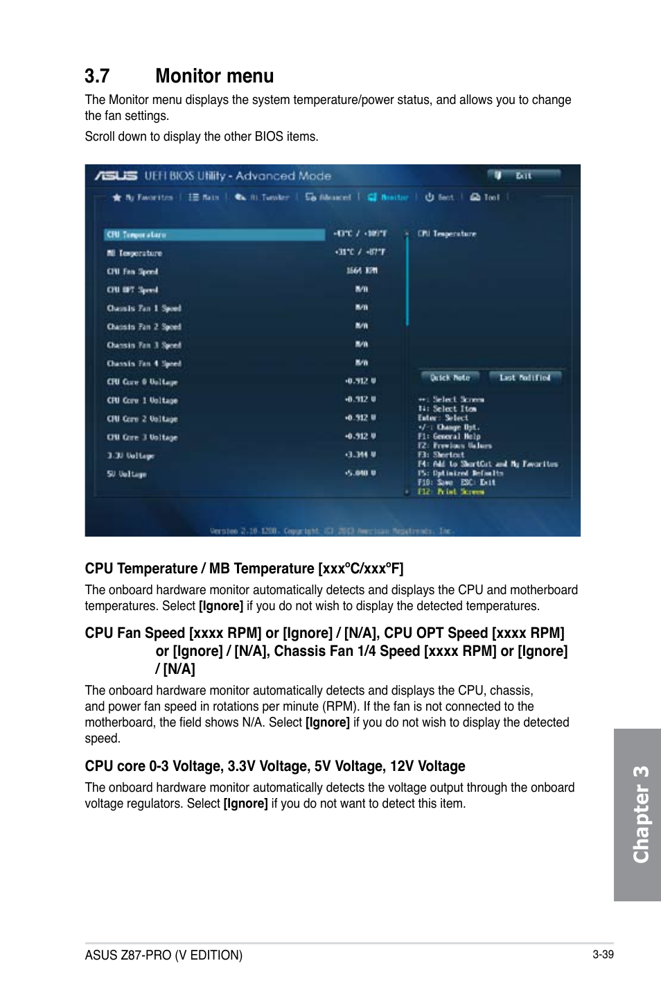 Chapter 3 3.7 monitor menu | Asus Z87-PRO(V EDITION) User Manual | Page 119 / 172