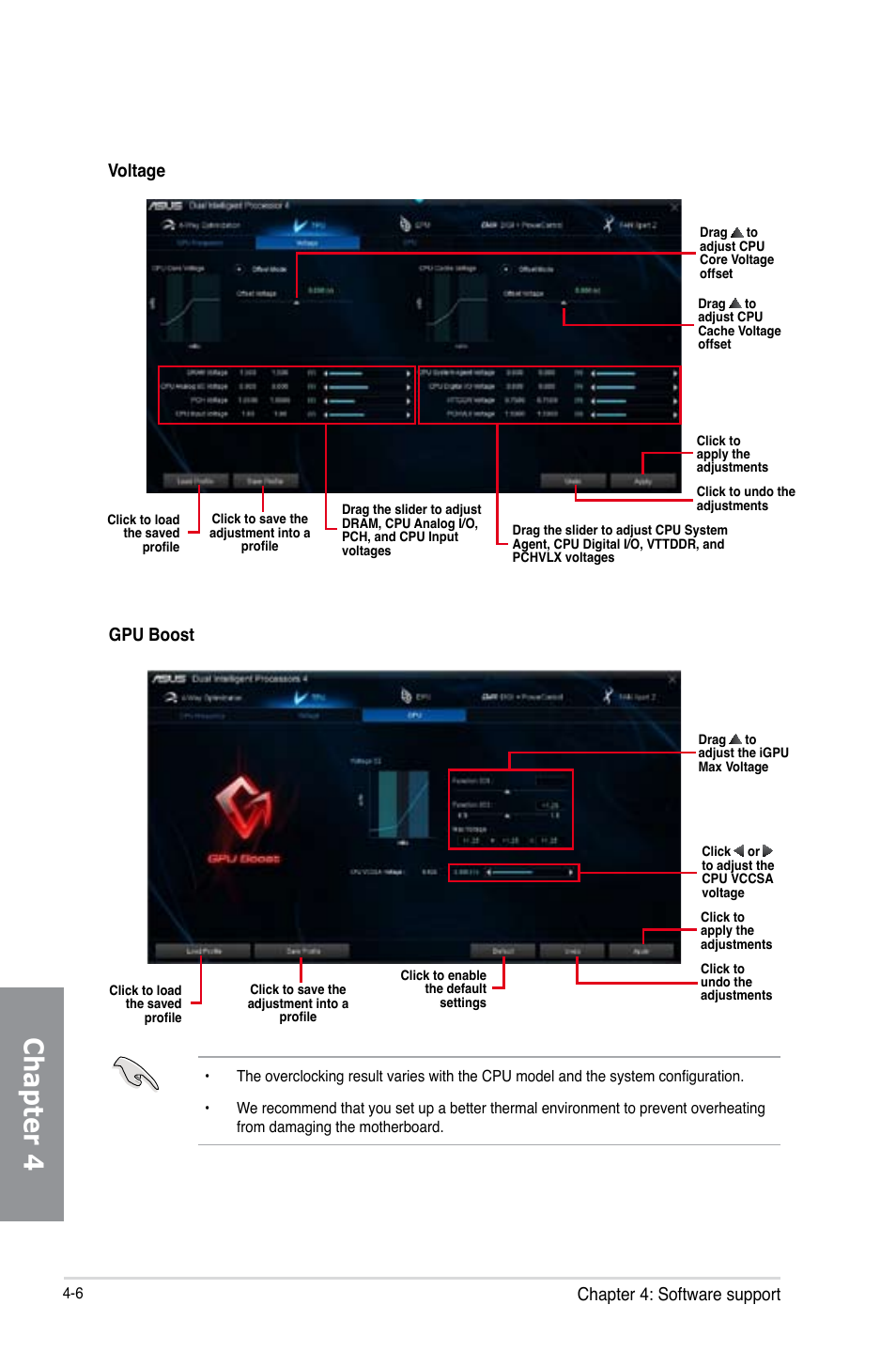 Chapter 4, Chapter 4: software support, Voltage | Gpu boost | Asus Z87-PRO(V EDITION) User Manual | Page 142 / 172