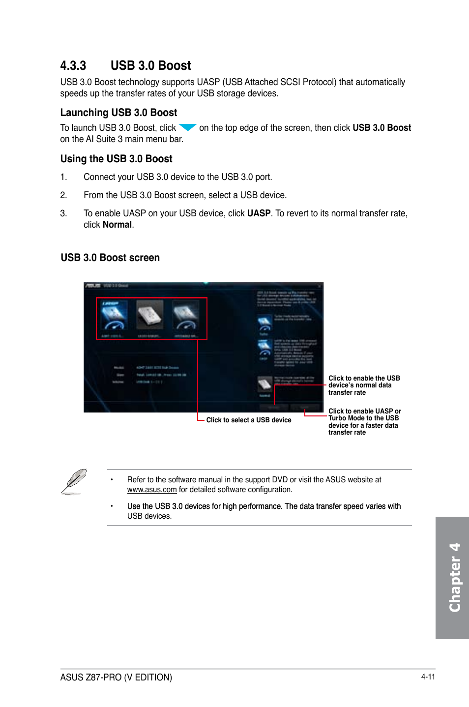 Chapter 4, 3 usb 3.0 boost | Asus Z87-PRO(V EDITION) User Manual | Page 147 / 172