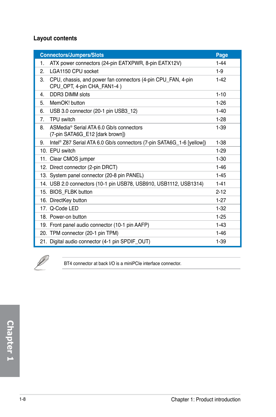 Chapter 1 | Asus Z87-PRO(V EDITION) User Manual | Page 24 / 172