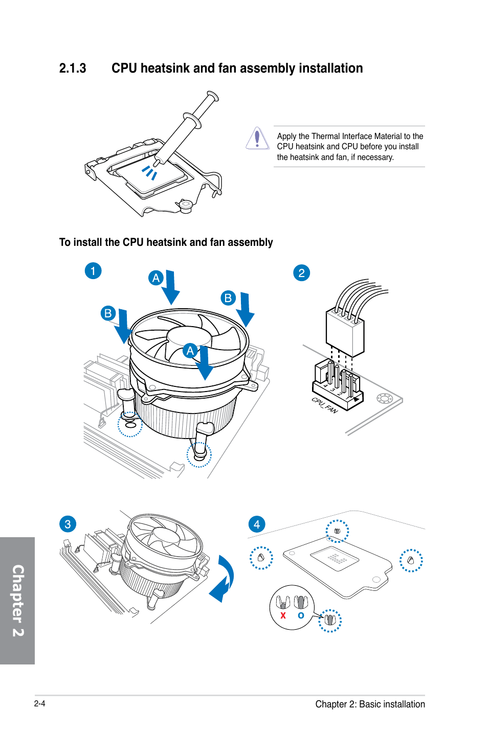 Chapter 2, 3 cpu heatsink and fan assembly installation | Asus Z87-PRO(V EDITION) User Manual | Page 66 / 172