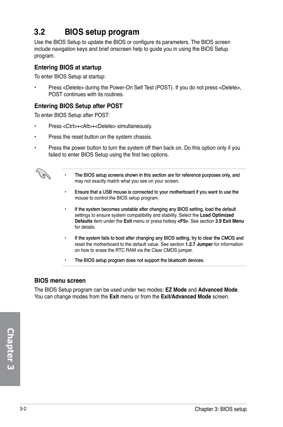 Chapter 3, 2 bios setup program | Asus Z87-PRO(V EDITION) User Manual | Page 82 / 172