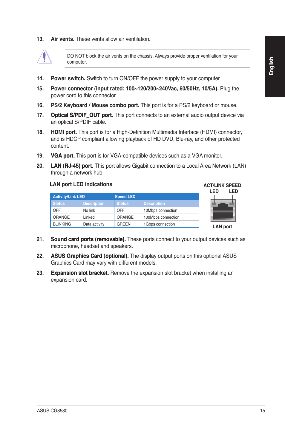 Asus CG8580 User Manual | Page 15 / 94