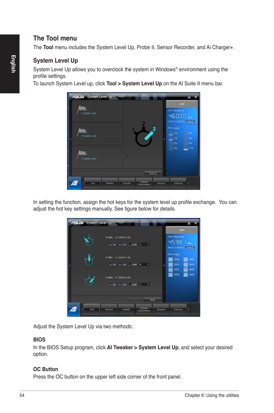 The tool menu | Asus CG8580 User Manual | Page 54 / 94