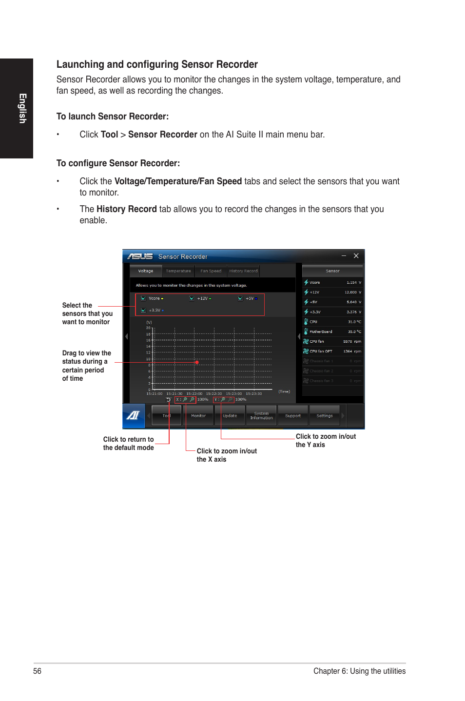 Launching and configuring sensor recorder | Asus CG8580 User Manual | Page 56 / 94