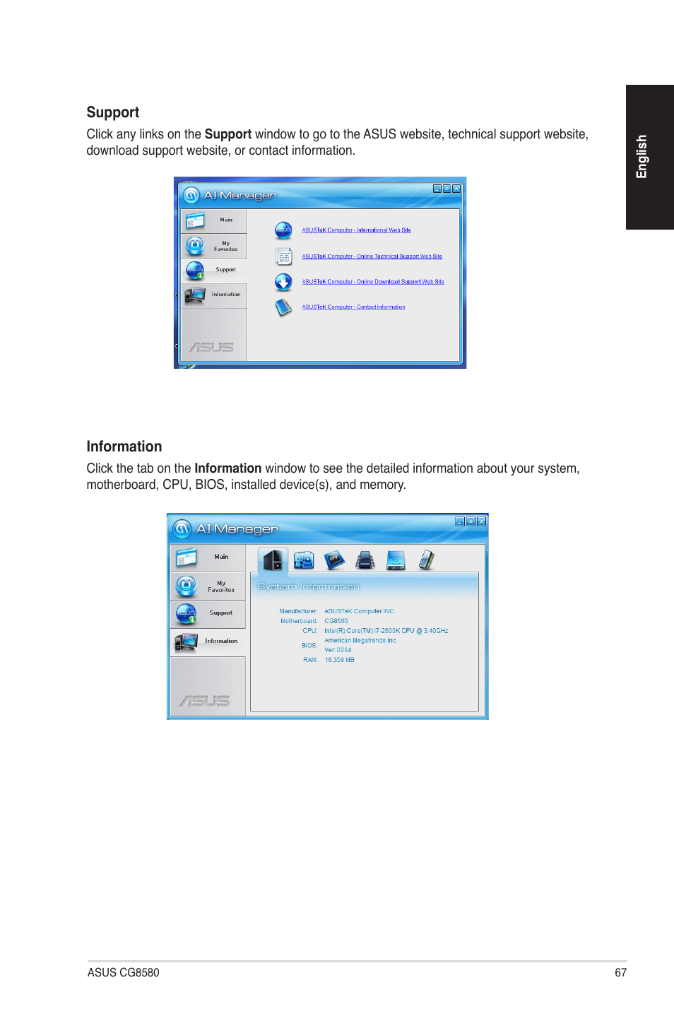 Asus CG8580 User Manual | Page 67 / 94