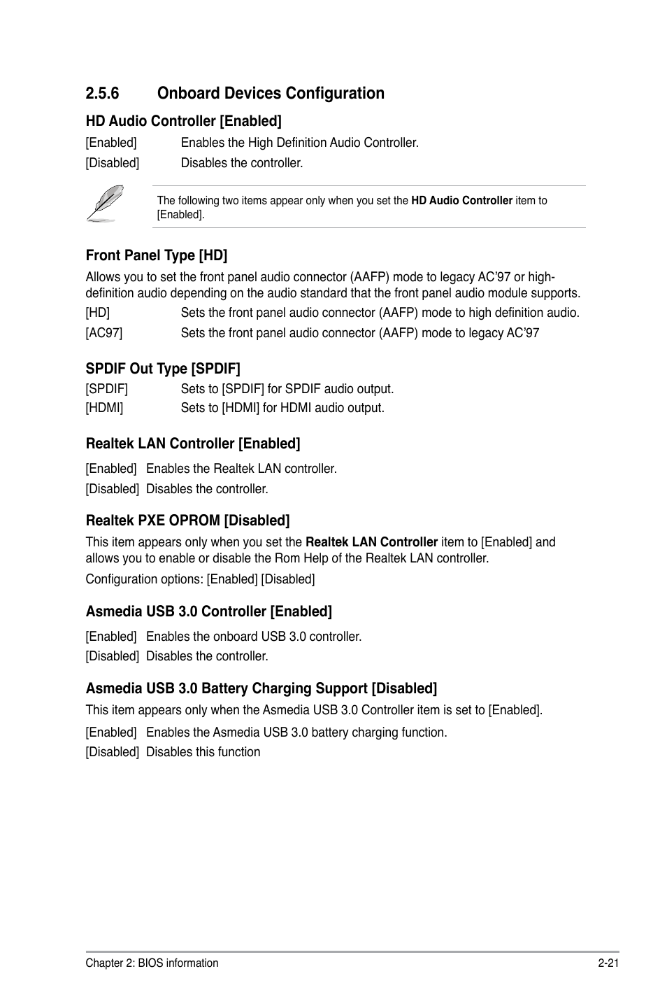 6 onboard devices configuration, Onboard devices configuration -21 | Asus P8H61-I R2.0 User Manual | Page 53 / 64