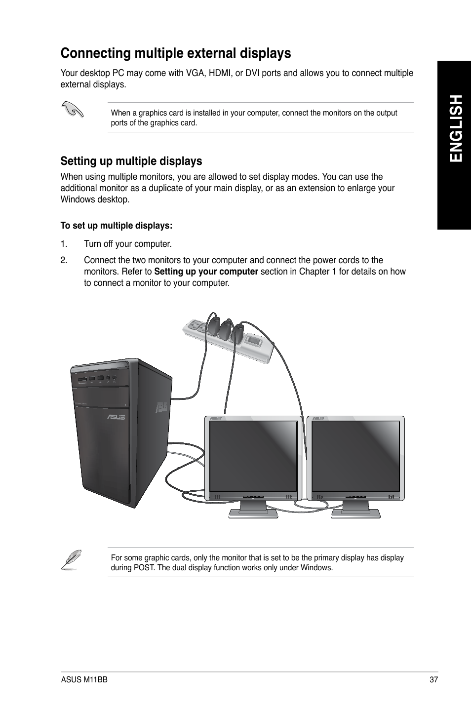 Connecting multiple external displays, En g lis h en g li sh | Asus M11BB User Manual | Page 37 / 72