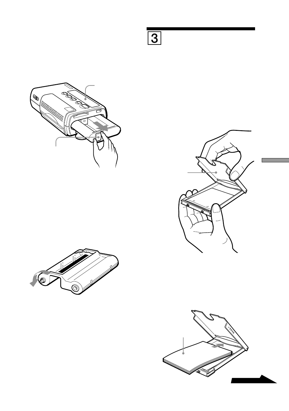 3 chargement du papier d’impression, 3 chargement du papier, D’impression | 3chargement du papier d’impression | Sony DPP-MP1 User Manual | Page 45 / 104