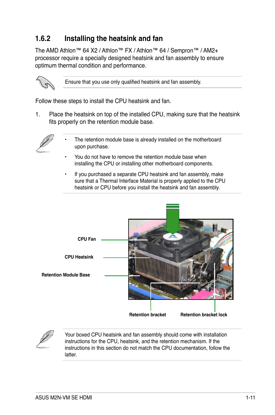 2 installing the heatsink and fan | Asus M2N-VM SE HDMI User Manual | Page 23 / 98