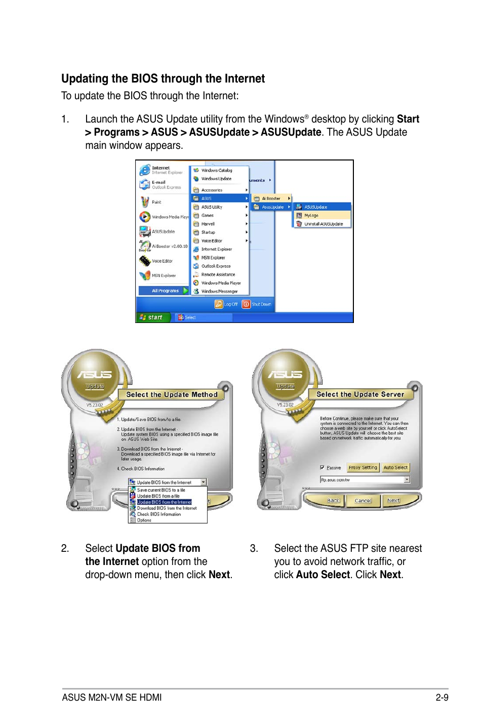 Updating the bios through the internet | Asus M2N-VM SE HDMI User Manual | Page 57 / 98