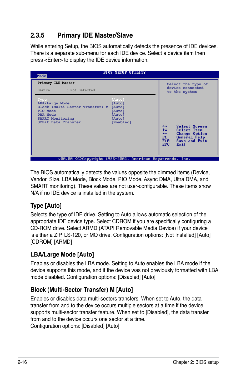 5 primary ide master/slave, Type [auto, Lba/large mode [auto | Block (multi-sector transfer) m [auto | Asus M2N-VM SE HDMI User Manual | Page 64 / 98