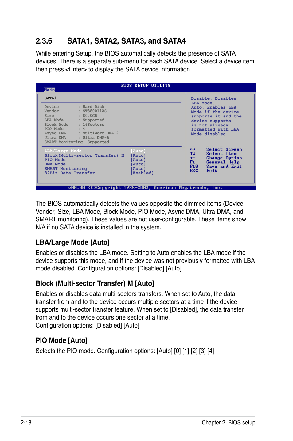 Lba/large mode [auto, Block (multi-sector transfer) m [auto, Pio mode [auto | Asus M2N-VM SE HDMI User Manual | Page 66 / 98