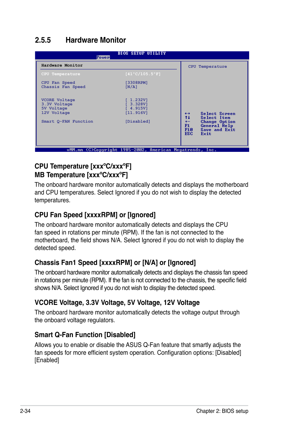 5 hardware monitor, Smart q-fan function [disabled | Asus M2N-VM SE HDMI User Manual | Page 82 / 98