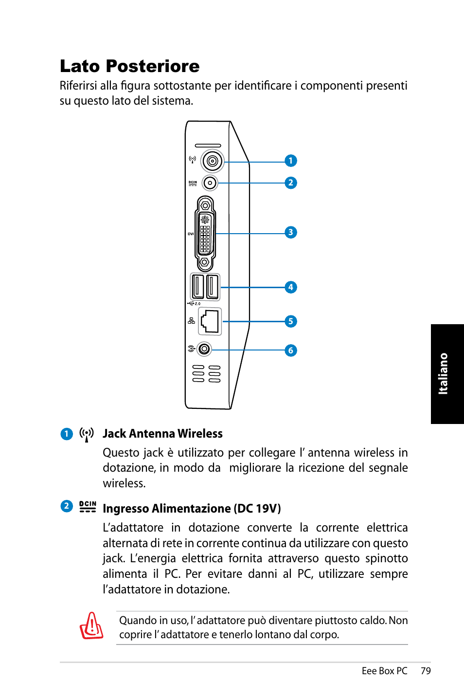 Lato posteriore | Asus B202 User Manual | Page 79 / 130