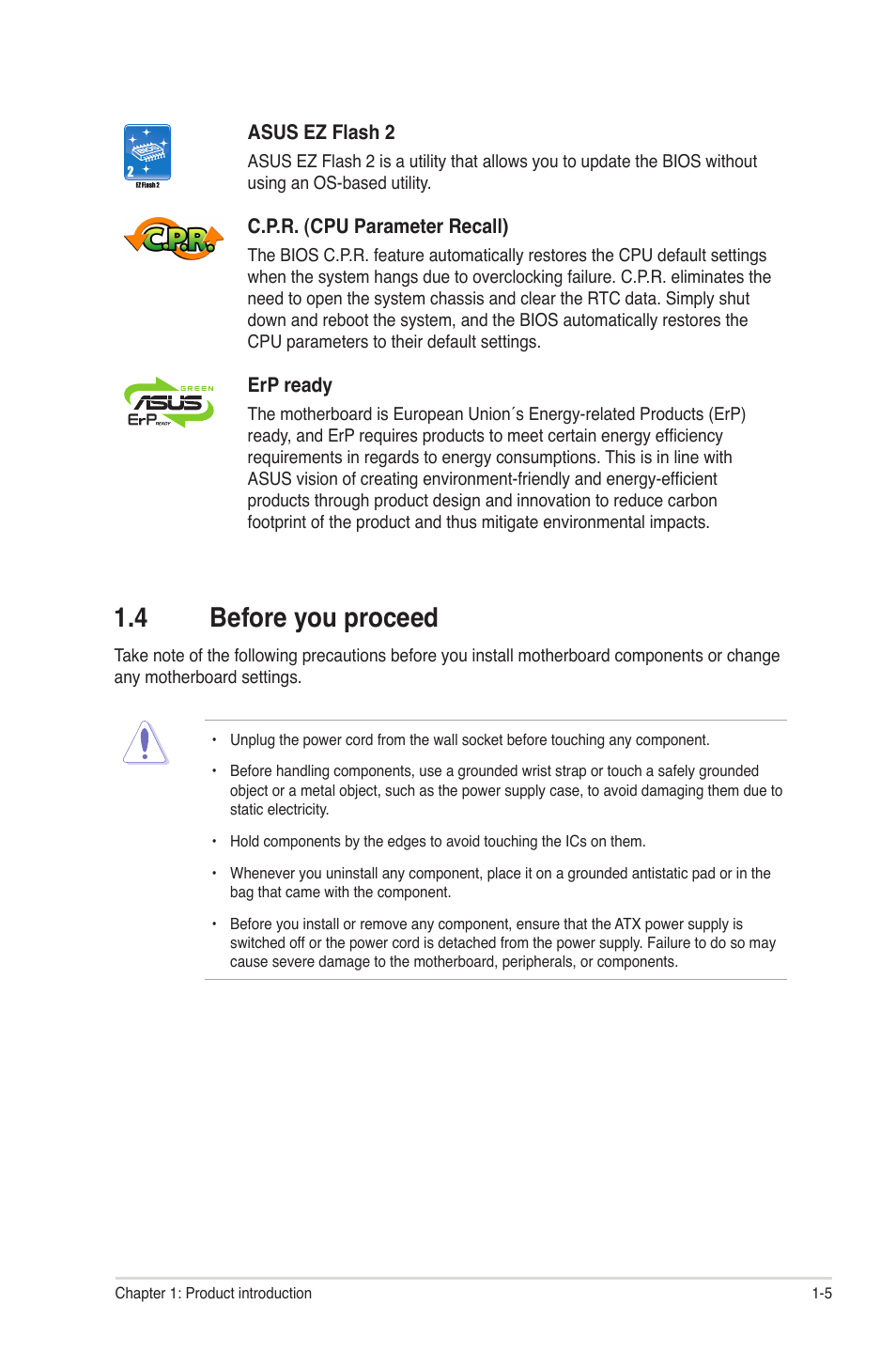 4 before you proceed, Before you proceed -5 | Asus P8Q77-M User Manual | Page 15 / 78