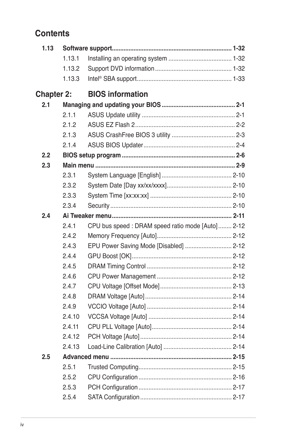 Asus P8Q77-M User Manual | Page 4 / 78