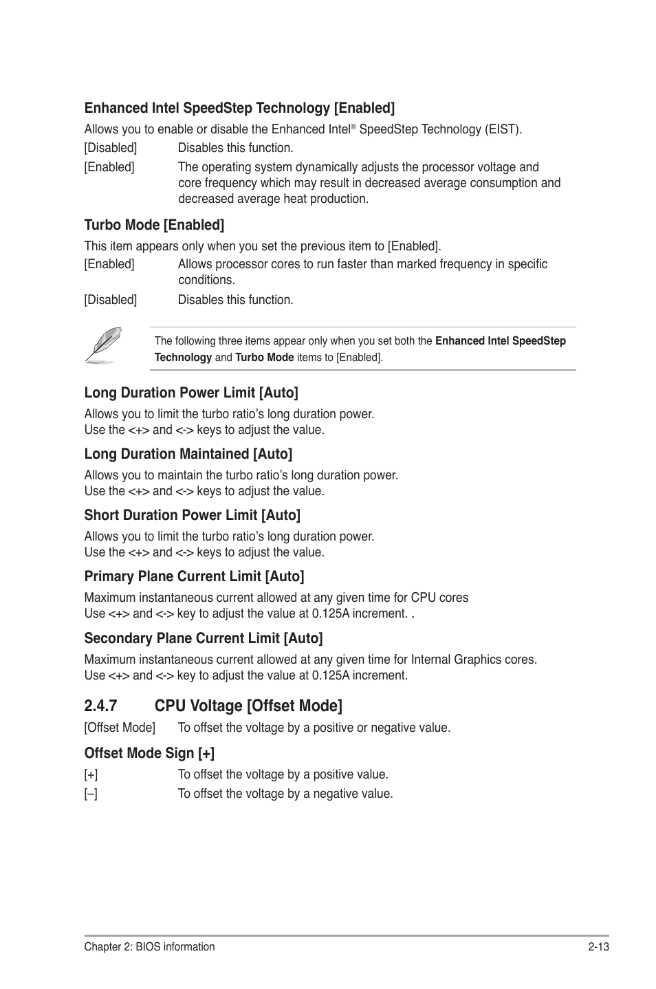 7 cpu voltage [offset mode, Cpu voltage [offset mode] -13 | Asus P8Q77-M User Manual | Page 57 / 78