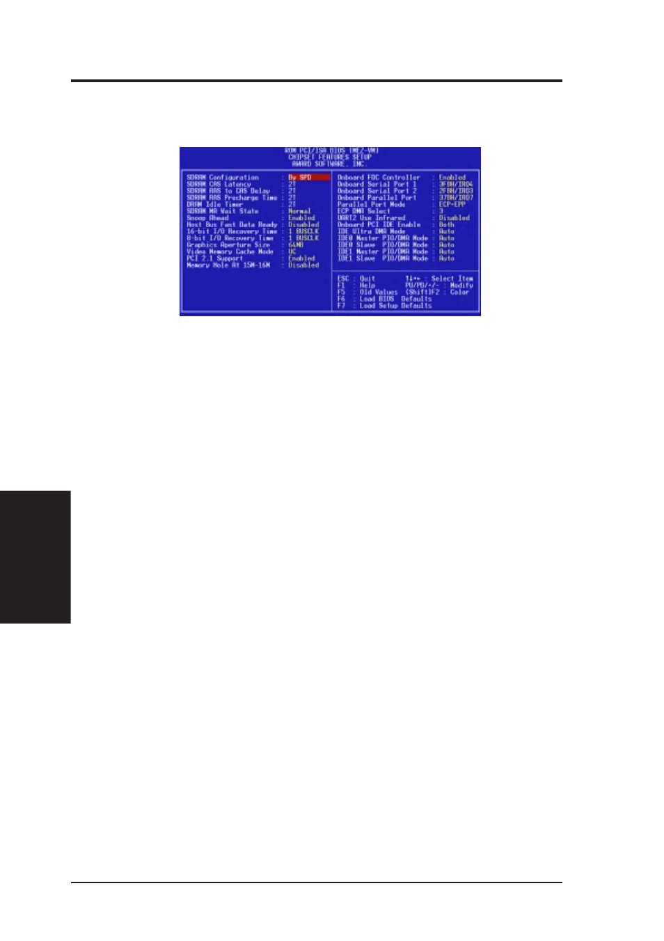 Iv. bios setup, Chipset features setup | Asus MEZ-VM User Manual | Page 44 / 80