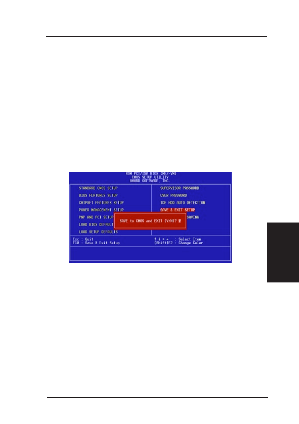 Iv. bios setup, Save & exit setup, Exit without saving | Asus MEZ-VM User Manual | Page 55 / 80