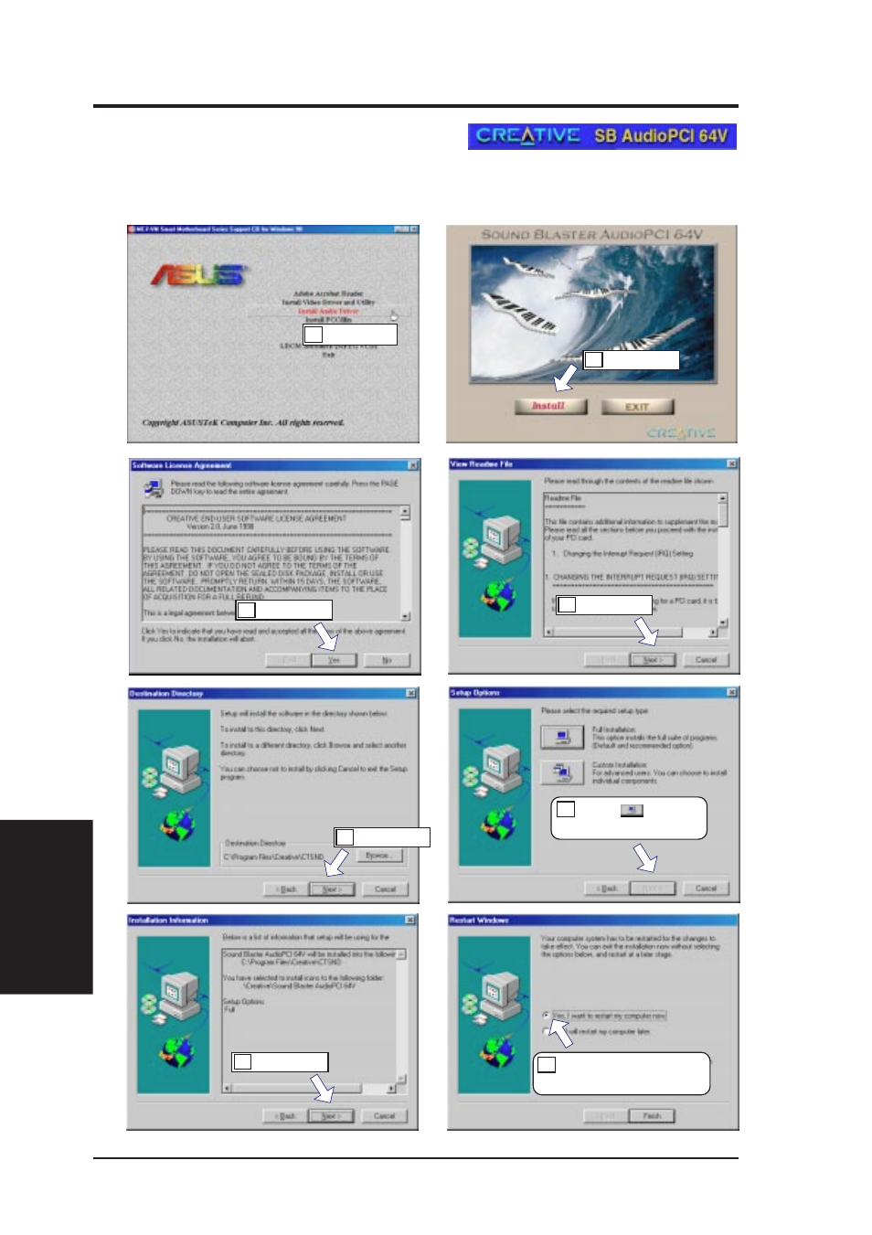 V. software setup, Installing the audio driver | Asus MEZ-VM User Manual | Page 62 / 80