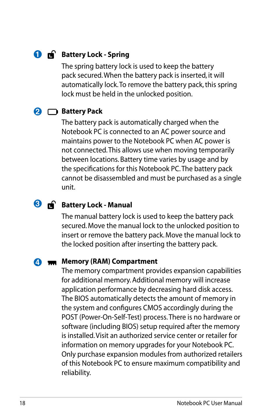 Asus U47VC User Manual | Page 18 / 108