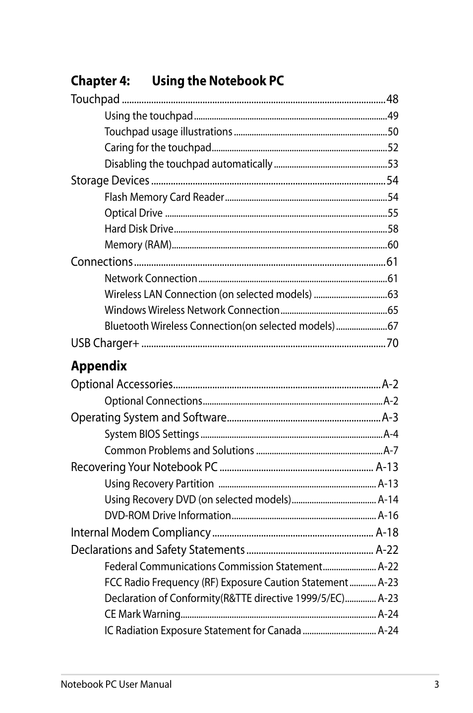 Asus U47VC User Manual | Page 3 / 108