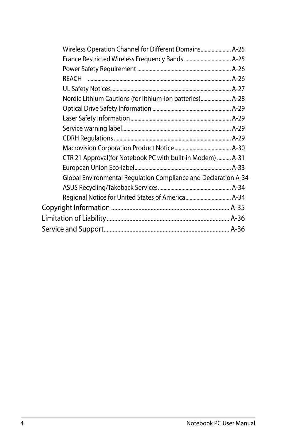 Asus U47VC User Manual | Page 4 / 108