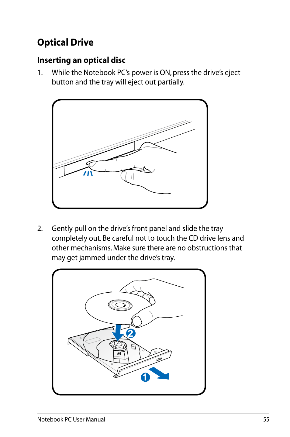 Optical drive | Asus U47VC User Manual | Page 55 / 108