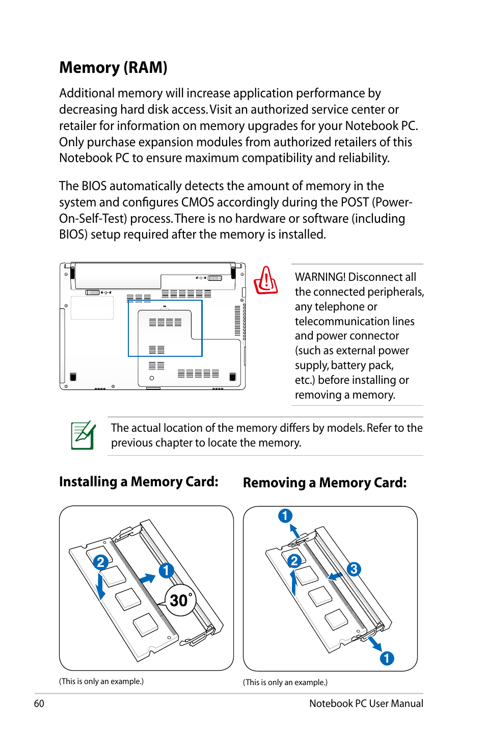 Memory (ram) | Asus U47VC User Manual | Page 60 / 108