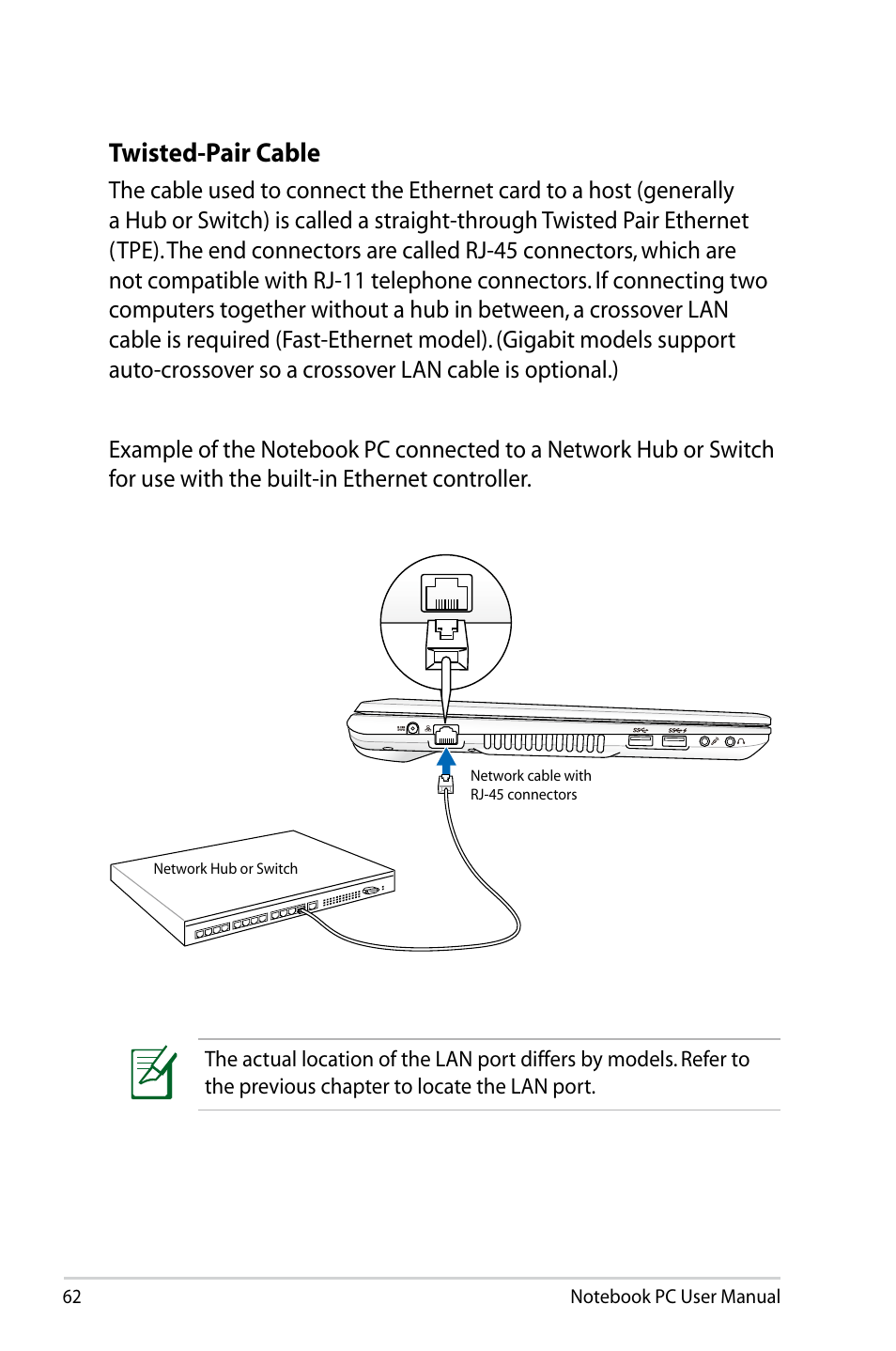 Twisted-pair cable | Asus U47VC User Manual | Page 62 / 108