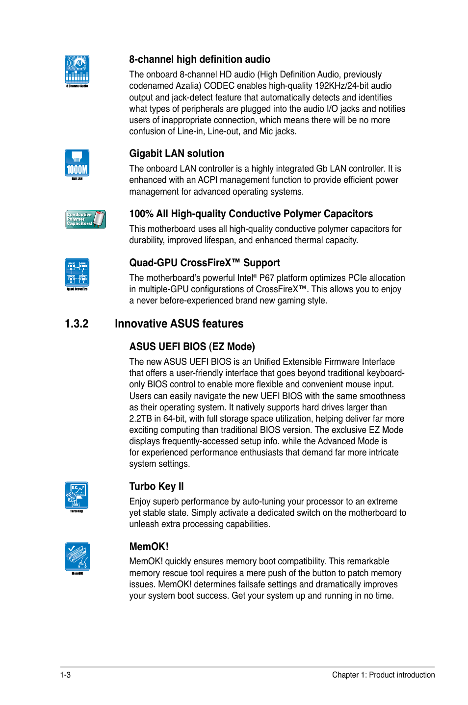 2 innovative asus features | Asus P8P67 LX User Manual | Page 14 / 77