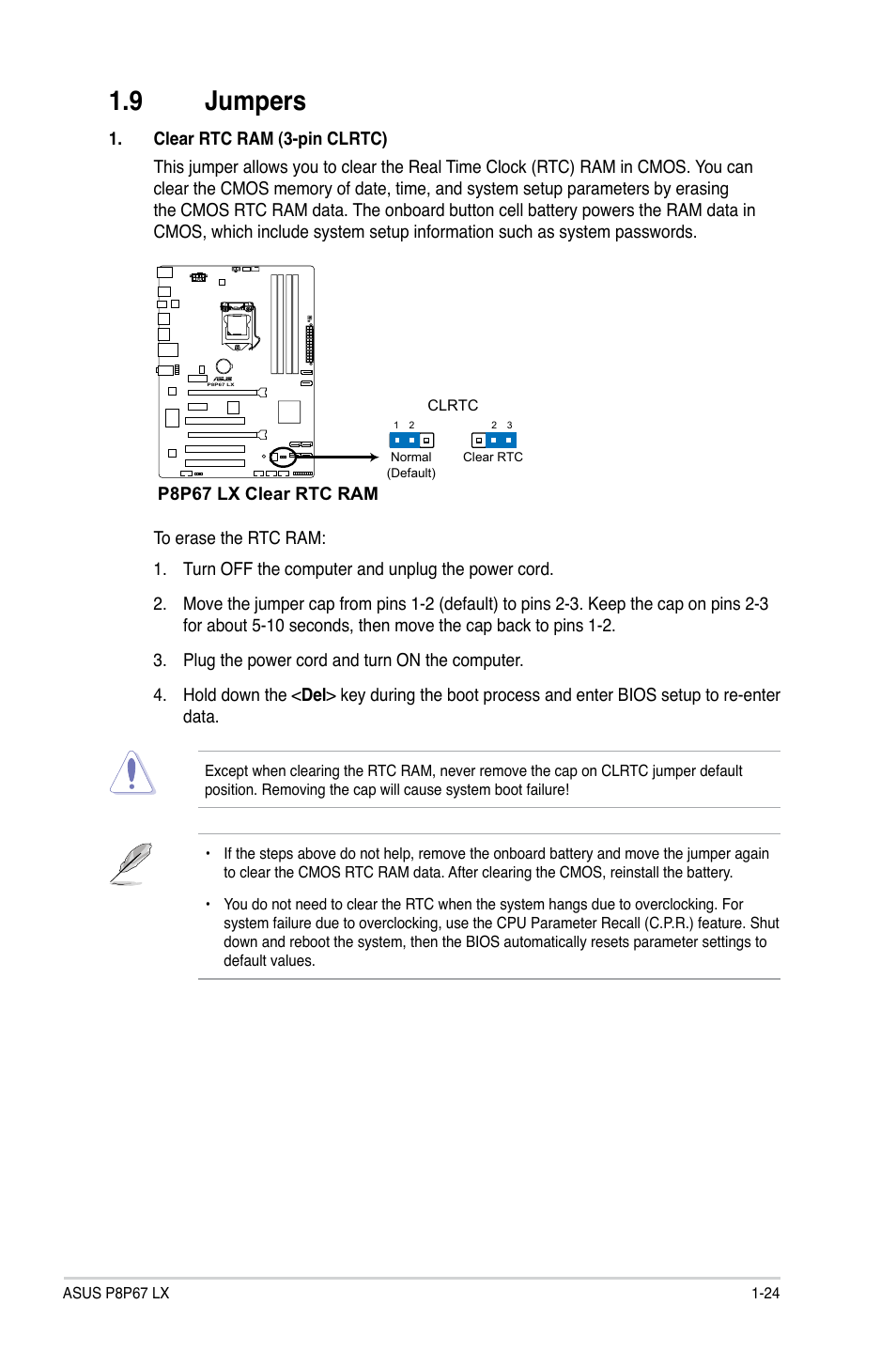 9 jumpers | Asus P8P67 LX User Manual | Page 35 / 77