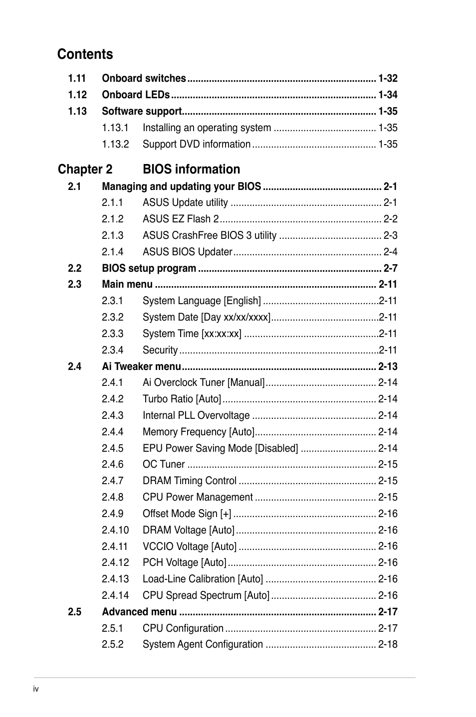 Asus P8P67 LX User Manual | Page 4 / 77