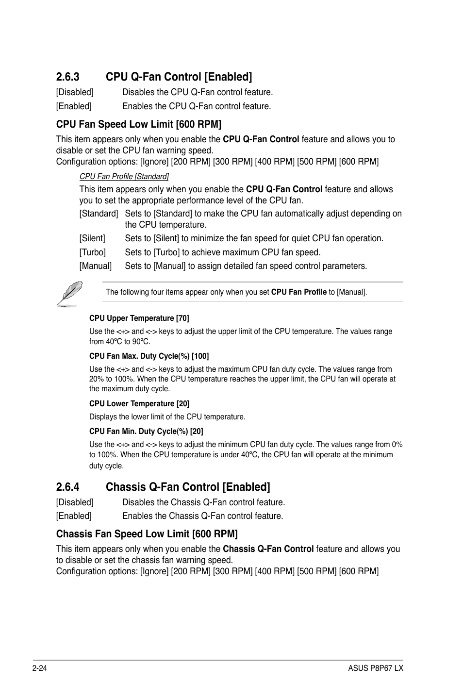 3 cpu q-fan control [enabled, 4 chassis q-fan control [enabled | Asus P8P67 LX User Manual | Page 71 / 77
